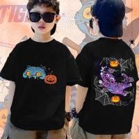 ราคา เสื้อยืดฮาโลวีน Kpop Demon Hunter Huntrix เสื้อเชิ้ตแขนสั้นเด็กลายฮาโลวีนสุดน่ารัก ลายการ์ตูนเสือสีน้ำเงินสำหรับเด็ก 15 (48451241765)