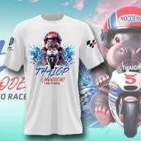 ราคา ThaiGP x MOODENG เสื้อยืดสีขาวชายและหญิงแข่งรถจักรยานยนต์เสื้อยืดแขนสั้น (43221790459)