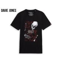 ราคา DAVIE JONES เสื้อยืดพิมพ์ลาย สีดำ Graphic Print T Shirt in black TB0326BK (44067546818)