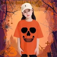 ราคา เสื้อยืดเด็กฮาโลวีน halloween Trick or Treat Pumpkin face ฮาโลวีน ลาย โครงกระดูก พิมพ์ด้วยฟักทอง ผ้าคอตตอล 029 (43621591488)