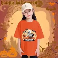 ราคา เสื้อยืดเด็กฮาโลวีน halloween Trick or Treat Pumpkin face ฮาโลวีน ลาย โครงกระดูก พิมพ์ด้วยฟักทอง ผ้าคอตตอล 019 (40521591918)