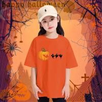 ราคา เสื้อยืดเด็กฮาโลวีน halloween Trick or Treat Pumpkin face ฮาโลวีน ลาย โครงกระดูก พิมพ์ด้วยฟักทอง ผ้าคอตตอล 23 (24797198697)