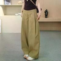 ราคา กางเกงขากว้างเอวสูง สไตล์เกาหลี สำหรับผู้หญิง สีทึบ (54357571910)