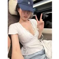 ราคา โดซว คอวีลึก สั้น แขนเอวผูก สำหรับฤดูร้อน (53107795258)