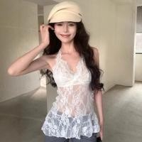ราคา DOZW เสื้อกั๊กผูกเชือกลูกไม้เซ็กซี่แบบใหม่พร้อมเสื้อทรงเข้ารูปโบว์ (40701001198)