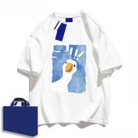ราคา พร้อมส่ง เสื้อยืดแขนสั้น ลายการ์ตูนเป็ดน่ารัก ผ้าฝ้าย 100 ทรงหลวม ใส่สบาย สำหรับผู้ชายและคู่รัก (52453307538)