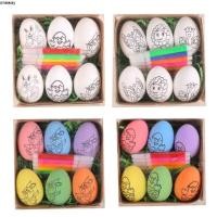 ราคา ONEWAY 6PCS อีสเตอร์ DIY ไข่ทาสีมือ DIY ระบายสีหัตถกรรมไข่อีสเตอร์ สร้างสรรค์มัลติฟังก์ชั่การ์ตูนด้วยปากกาสีภาพวาดที่มีสีสันไข่ฉากอีสเตอร์ตกแต่ง (55008048046)