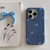 ราคา เคสโทรศัพท์พื้นหลังสีฟ้าเดนิมเคสป้องกันโบว์สำหรับ iPhone 11pro MAX 12pro MAX iPhone 11 12 13 14 15pro MAX x xr XS MAX iPhone 14pro 15pro (24188911677)