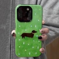 ราคา หญ้าสีเขียว Raindrop Dachshund เหมาะสําหรับ iPhone 15 16ProMax 14Pro XSMAX 13 7 8plus 15Pro 11ProMax 16Pro 12ProMax XR 14ProMax XS 13ProMax เปลือกแข็งคู่กันกระแทกป้องกันฝุ่น (40756502251)
