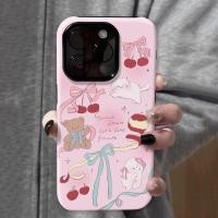 ราคา สีชมพู Bowknot Apple ลูกแมวสองชั้นเคสโทรศัพท์เหมาะสําหรับ iPhone 11 16ProMax 14ProMax XR 16plus 13ProMax 7 8plus 15ProMax XSMAX 16Pro 14plus XS 12 Shock proof Frosted Two in One (42361976737)