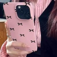 ราคา เคสโบว์สีชมพูและดำสำหรับ iPhone 16 Pro Max 15 Plus 13 12 11 Pro 7 Plus 8 Plus 15 Pro 16 Pro 14 Plus XS XR 15 Pro Max เคสซิลิโคนแข็งกันกระแทก (27931271723)