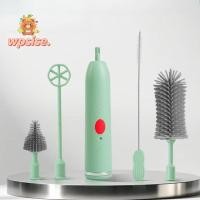 ราคา แปรงทําความสะอาด WPSISE ปลอดสาร BPA 360 แปรงล้างขวดนมหมุนได้ แบบพกพา 6ใน1 ซิลิโคนฟางกันน้ําขวดไฟฟ้าแปรงจุกนมหลอกชุดแปรงทําความสะอาด (40579623588)