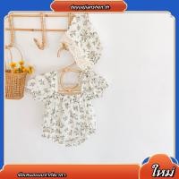ราคา เสื้อผ้าเด็กชุดบอดี้สูทรอมเปอร์บอดี้สูทแขนสั้นหมวกพิมพ์ลายดอกไม้สําหรับเด็ก (56608781510)