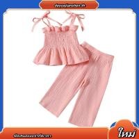 ราคา Baga ชุดเสื้อผ้า 2 ชิ้น สําหรับเด็กผู้หญิง 6 เดือน 3 ปี เสื้อชั้นในแขนกุด สีพื้น กางเกงยางยืด (44608187405)