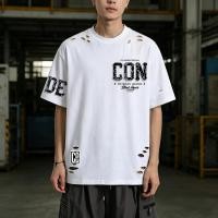ราคา Sea Tee ใหม่ เสื้อยืดแฟชั่นรูฉีก คอกลม ทรงหลวม ผ้าฝ้าย100 ระบายอากาศดี แฟชั่นฤดูร้อน ใส่ได้ทั้งชายหญิง CON DE (52758769870)
