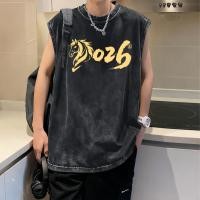 ราคา Sea Tee COD เสื้อแขนกุด เสื้อยืดคอกลม ใส่สบาย ผ้าCotton 100 หลวม แนวสตรีท ระบายอากาศดี Happy New Year (55054716529)