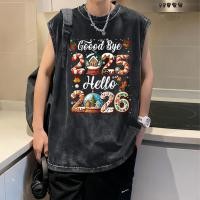 ราคา Sea Tee แขนกุด เสื้อยืด oversize ผ้าCotton 100 เสื้อกั๊ก เสื้อกีฬา ลายพิมพ์แฟชั่น Happy New Year สบายและนุ่ม (45052233507)