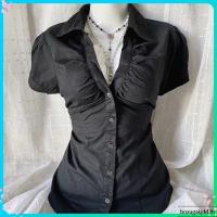 ราคา เสื้อยืดสไตล์ญี่ปุ่น สีดำ ทรงกระชับเอว คลาสสิกแบบเรโทร ลายวินเทจ (48758183137)