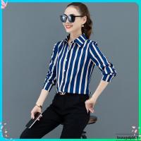 ราคา เสื้อเชิ้ตแขนยาว ผ้าชีฟอง เข้ารูป ลายทาง สําหรับผู้หญิง (48208682419)