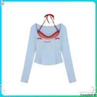 ราคา เสื้อยืดแขนยาวลูกไม้สีฟ้าบริสุทธิ์ชุดชั้นในสตรีต้นฤดูใบไม้ร่วงสายเดี่ยว Chic หวานเผ็ดเสื้อตัวในเข้ารูปแบบสั้น (47958560567)
