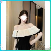 ราคา cha nee shop เสื้อปาดไหล่แต่งระบาย ผ้าชีฟองเนื้อมุก ผูกโบว์ ตัวเสื้อตีเกล็ดข้างลำตัว สวย หรู ดูแพง จัดด่วน (46708117908)