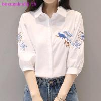 ราคา เสื้อเชิ้ตแขนสามส่วน สีขาว แฟชั่นฤดูใบไม้ผลิ และฤดูร้อน สไตล์เกาหลี และญี่ปุ่น สําหรับผู้หญิง (28412348237)