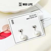 ราคา M G LIFE Silver Pearl Earrings ต่างหูมุกเงิน 1 คู่ พร้อมจี้รูปหัวใจ (45204995606)