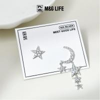 ราคา M G LIFE 1 pair Asymmetrical Earrings ต่างหูเงินแท้ S925 รูปดาวและพระจันทร์แบบไม่สมมาตร 1 คู่ (54155855174)