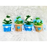 ราคา ดอกมะลิวันแม่ กระถางมะลิกำมะหยี่ สีฟ้าและขาว รูปทรงหัวใจน่ารัก (28089444800)