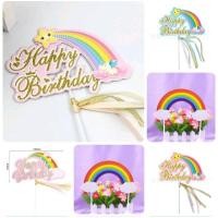 ราคา ป้ายปักเค้ก happy birthday สายรุ้ง (21586337576)