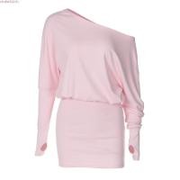 ราคา Weania คอเฉียงปิดไหล่แขนยาวชุดบอดี้คอน (45958331831)