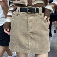 ราคา กระโปรงเอวสูงผ้าลูกฟูก สไตล์คลาสสิก สวมแล้วเพิ่มความเรียวบาง (53358763951)