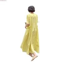 ราคา Xiao2 ชุดเดรสกระโปรงยาว แขนสั้น ทรงเอ ทรงหลวม สีเหลือง สไตล์เกาหลี สําหรับสตรี พลัสไซซ์ MC TV4Z (43878317422)