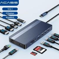 ราคา Acasis USB c Desktop Docking Station 14 in 1 Docking Station Hub สําหรับแล็ปท็อป Type c 4K HDMI Display DP 4K 60 HZ 2 USB3 1 10GBPS SD TF เสียง RJ45 สําหรับ Mac และ Mac และ (26263362704)