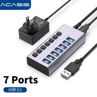 ราคา Acasis 7 พอร์ตขับเคลื่อน 10Gpbs USB Hub USB3 1 Data Hub พร้อมสวิตช์เปิด ปิดส่วนบุคคลและอะแดปเตอร์ไฟ 12V2A USB Hub3 1 Splitter สําหรับแล็ปท็อป PC คอมพิวเตอร์ HDD มือถือ แฟลชไดรฟ์ (26728481272)