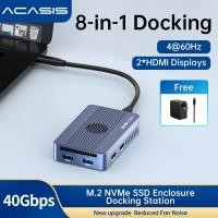ราคา ACASIS Enclosure Docking Station ใช้งานร่วมกับ Thunderbolt 4 3 M 2 NVME SSD Hard Disk Case Multi function Type C To PD fast charge 4K60 USB3 1 พอร์ตสําหรับแล็ปท็อป docking Station (28607879814)