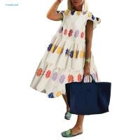 ราคา FR ผู้หญิงลําลอง O คอแขนสั้น Marguerite พิมพ์ขนาดใหญ่ Hem A Line Midi Dress (58158972932)