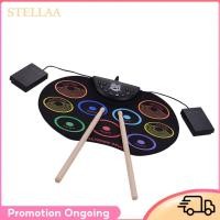 ราคา Stellaa Stellaa กลองม้วนขึ้นขนาดกะทัดรัดชุดอิเล็กทรอนิกส์ชุด 9 แผ่นซิลิโคน USB แบตเตอรี่ขับเคลื่อนด้วยไม้ตีกลองเท้าเหยียบสำหรับเด็กเด็ก (53958940879)