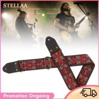 ราคา stellaa สายกีต้าร์ Acouto พร้อมหัวหนัง ดีไซน์ลายดอกไม้วินเทจ สบายสำหรับกีต้าร์โปร่งและไฟฟ้าพร้อมอุปกรณ์เสริมที่จำเป็น สีดำ (53758319321)