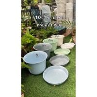 ราคา กระถาง10นิ้ว พลาสติก สีพลาสเทล พร้อมจานรอง (6664100849)