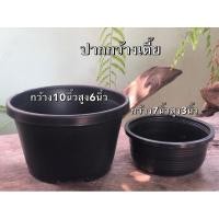 ราคา กระถางต้นไม้ สีดำ ปากกว้างเตี้ย ขนาด7นิ้ว 10นิ้ว (5459550606)