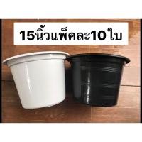 ราคา กระถาง ต้นไม้ พลาสติก 15นิ้วกลม สีขาว สีดำ แบบหนาแพ็คละ10ใบ (3259963032)