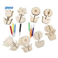 ราคา SAMO 10 ชิ้น เซ็ตไม้ที่ยังไม่เสร็จงานฝีมือ DIY รูปร่างทิวลิปดอกทานตะวัน DIY ชุดรูปร่างทิวลิป ไม้ดอกกุหลาบทําด้วยมือภาพวาดหัตถกรรมตกแต่งบ้าน (55108944873)