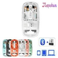 ราคา JEPDWN เมาส์ไร้สาย เมาส์เงียบโปร่งใส 3 โหมด เงา 1600DPI 2 4GHz Bluetooth 5 0 เมาส์แบบชาร์จไฟได้ PC (49408812652)