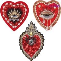 ราคา JEPDWN 3PCS Love Iron on Rhinestone 3 สไตล์ Evil Love Heart Eyes เลื่อมแพทช์ ตกแต่ง Glitter เลื่อมหัวใจลูกปัดเย็บบนแพทช์สําหรับเสื้อผ้ากางเกงยีนส์ (52808422178)