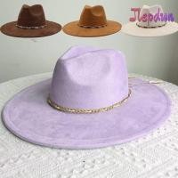 ราคา JEPDWN หมวกแจ๊ส หมวกปีกกว้าง Leatherette หมวกคาวบอยตะวันตก สากลพร้อมเข็มขัดสไตล์หมวกสักหลาดโบสถ์ Occasions (51808616548)