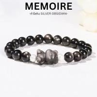 ราคา New กำไลข้อมือหินแท้ Silver Obsidian ออบซิเดียน หินนำโชคแท้ เครื่องประดับ ของขวัญวันเกิด หมี (26372884554)