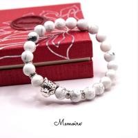 ราคา กำไลหิน Howlite สร้อยข้อมือหินมงคล หินมูเตลู สร้อยหินนำโชค กำไลสีขาว จี้เสือ (5202738460)