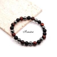 ราคา กำไลข้อมือหินแท้ พลอยตาเสือแดง Red tiger eye Hematite Onyx ขนาดหิน มี 4 6 8 และ 10 มิล (3812389864)