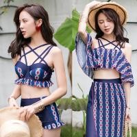 ราคา 1052SW ชุดว่ายน้ำวินเทจ ชุดว่ายน้ำเอวสูง งานพรีเมี่ยมเซ็ต 4 ชิ้น (2215471359)